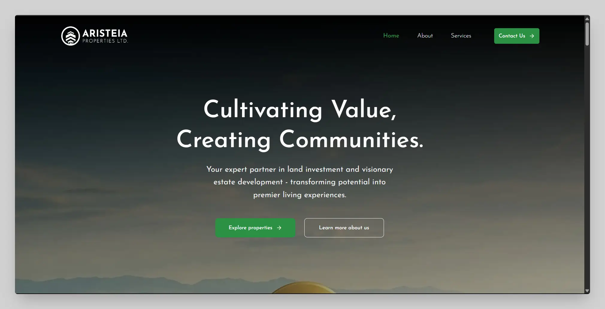 Corporate Website for Aristeia Properties