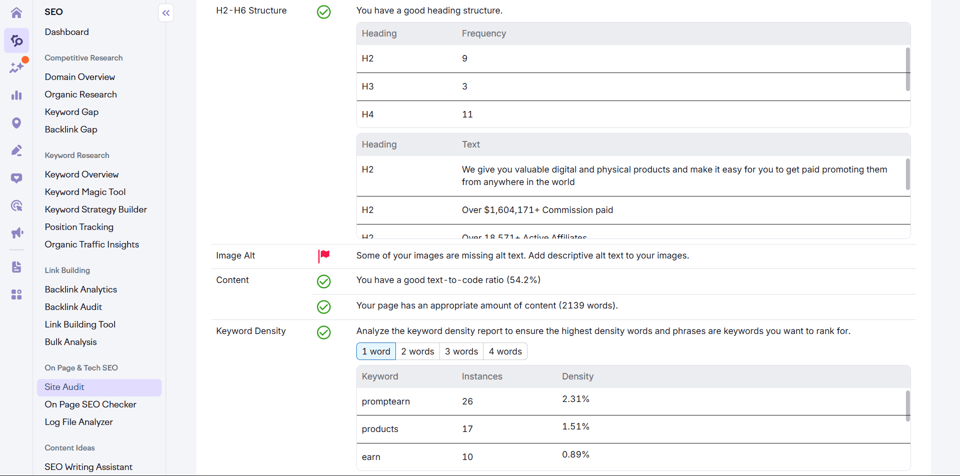 SEO performance and traffic growth analytics